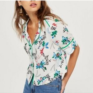 Topshop Women Monkey Pajama Style Blouse Size 8 NWOT